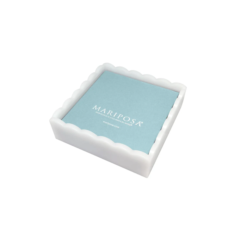 White Scalloped Napkin Box