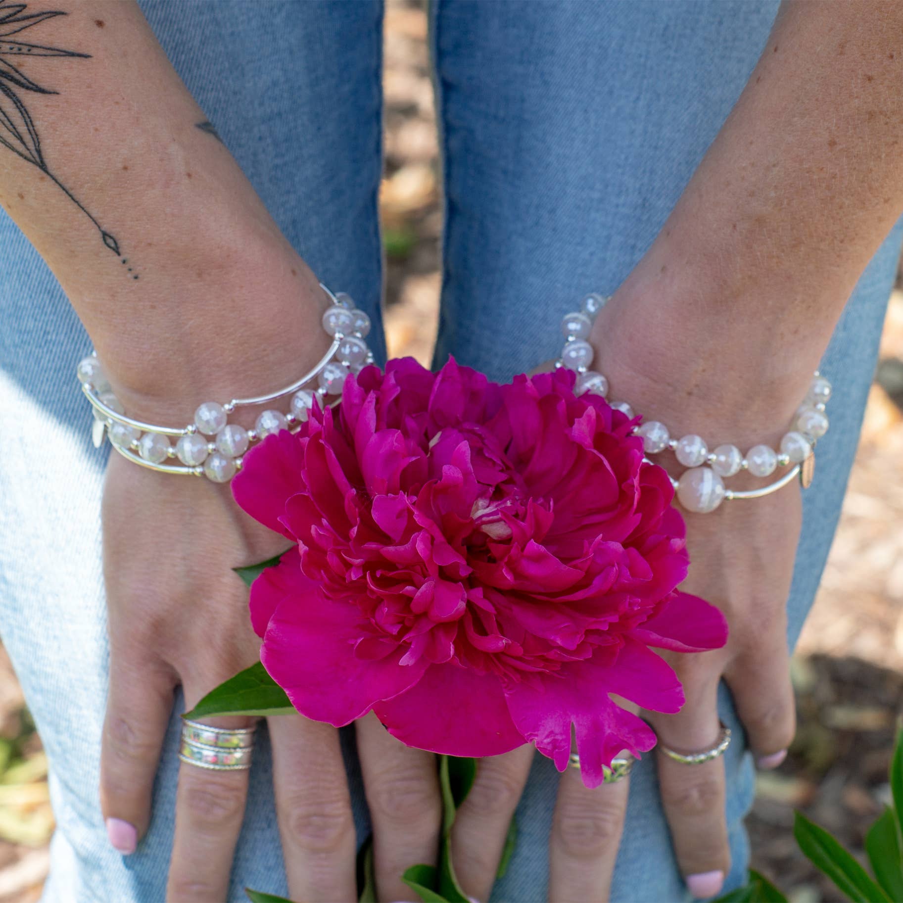 Blessing Bracelet 12mm Faceted White Stripe Agate