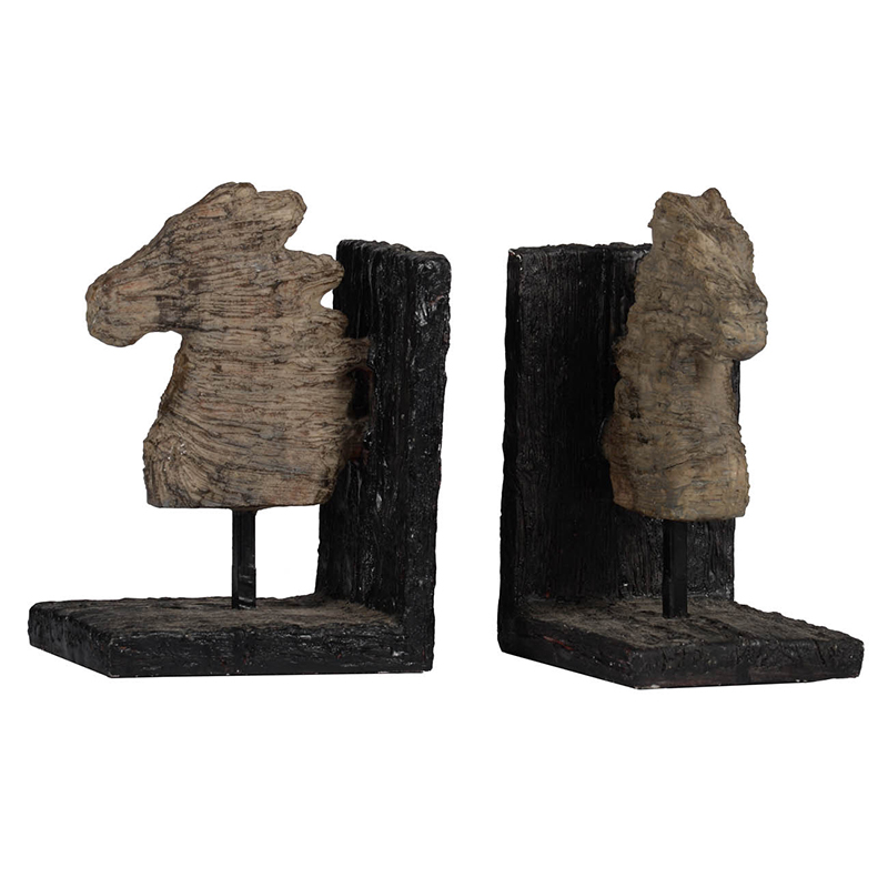 Weathered Horse Bookends - 11.6x4x7.6"