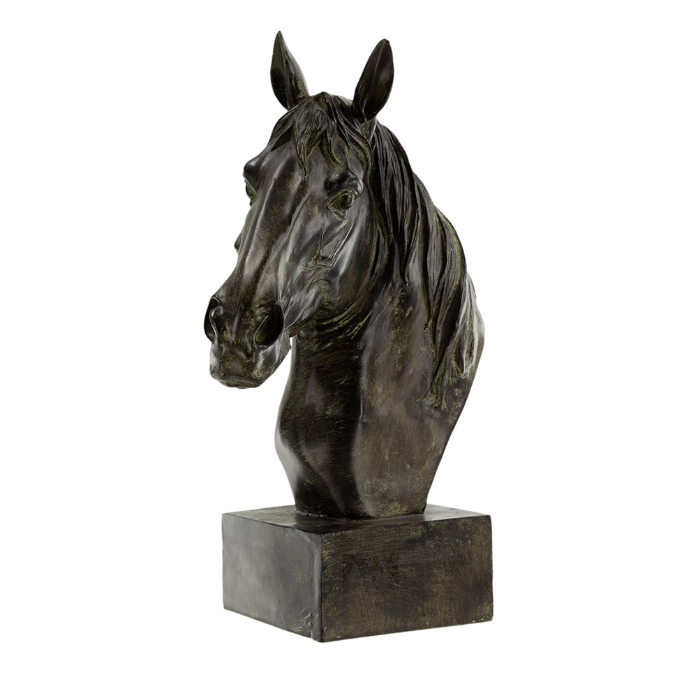 Horse Head Sculpture On Base - 13x6x16"