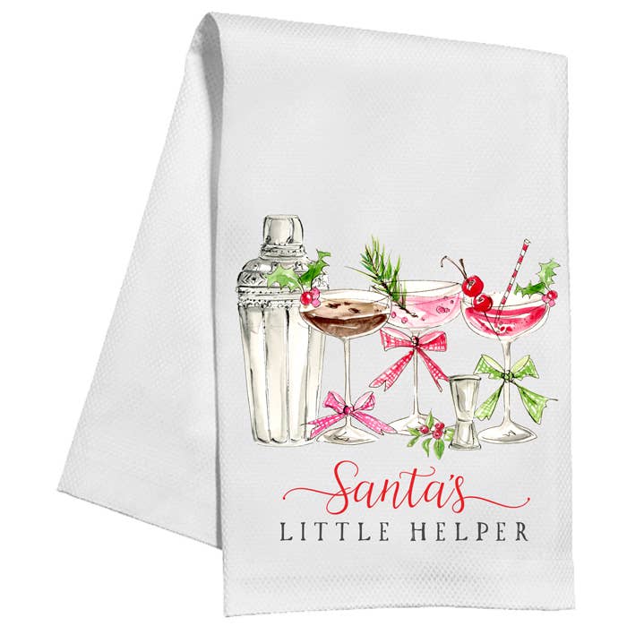 Santa's Little Helper Christmas Cocktails Kitchen Towel