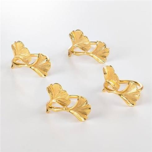Ginkgo Napkin Ring Set of 4- Gold
