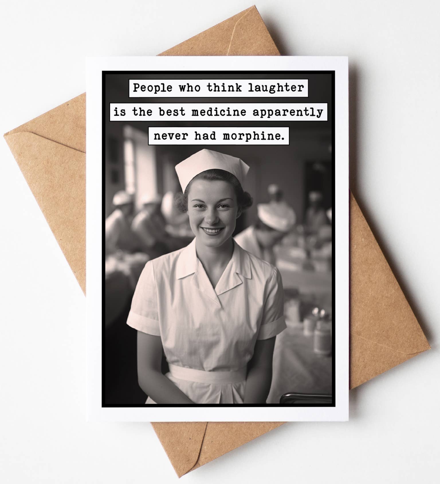 Funny Get Well Soon Card, Blank Inside, Nurse Gifts Cards