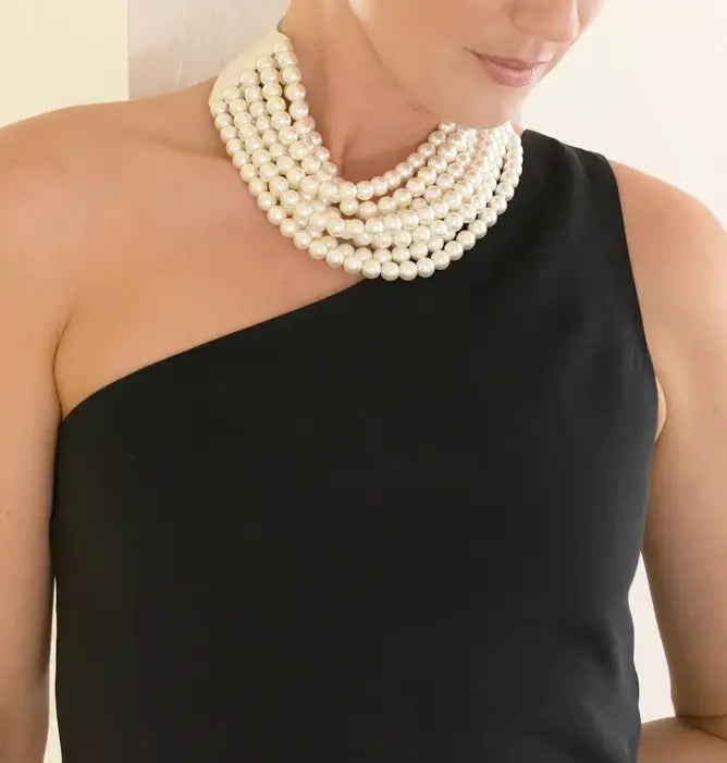 Chunky Beaded Layered Pearl Necklace