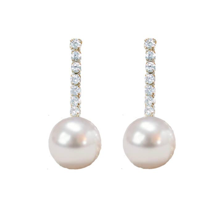 Small Swingy Pearl and Diamond Statement Drop Earrings