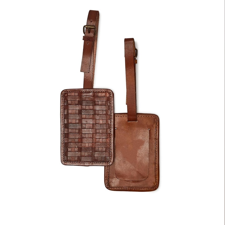 Dark Chestnut Leather Luggage Tag