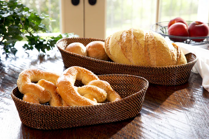 Oval Bread Basket with Braided Edge, Small