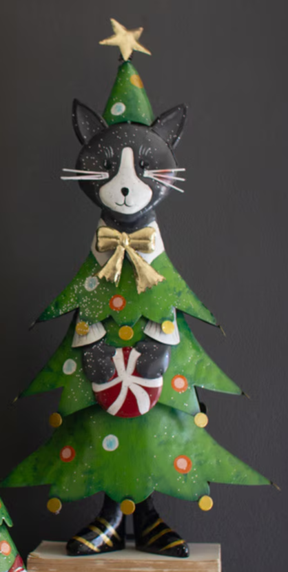 Painted Black Cat Christmas Trees - Large