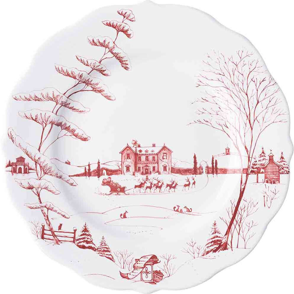 Country Estate Winter Frolic Dinner Plate - Ruby