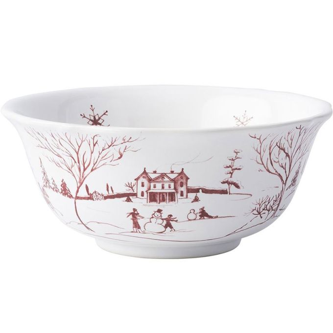 Country Estate Winter Frolic Cereal/Ice Cream Bowl - Ruby