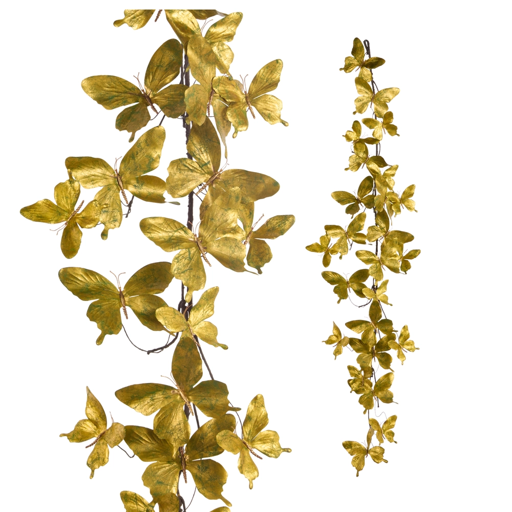 Gold/Green Metallic Butterfly Garland