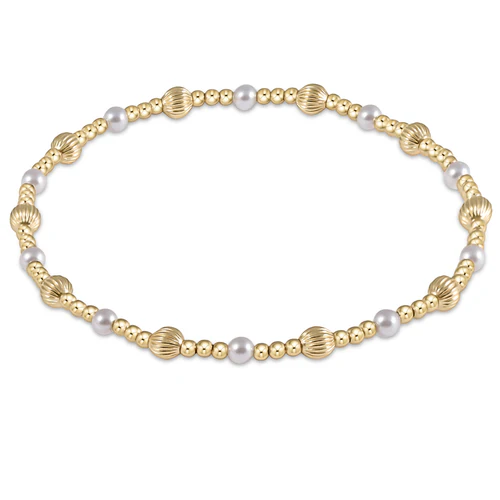 enewton - Dignity Sincerity Pattern 4mm Gold Bead and Pearl Bracelet