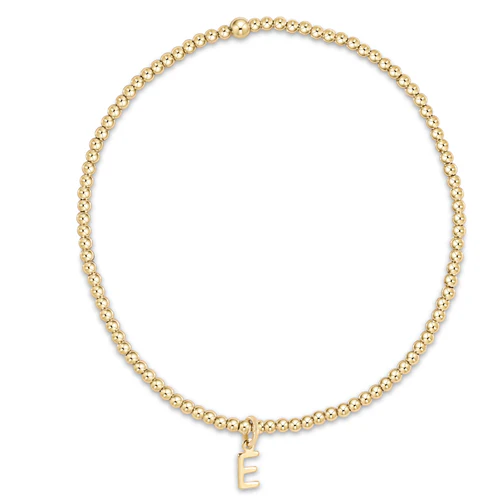 enewton - Classic Gold 2mm Bead Bracelet - with "L" Gold Charm