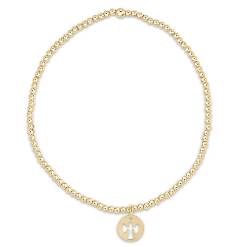 egirl classic gold 2mm bead bracelet - guardian angel small gold disc