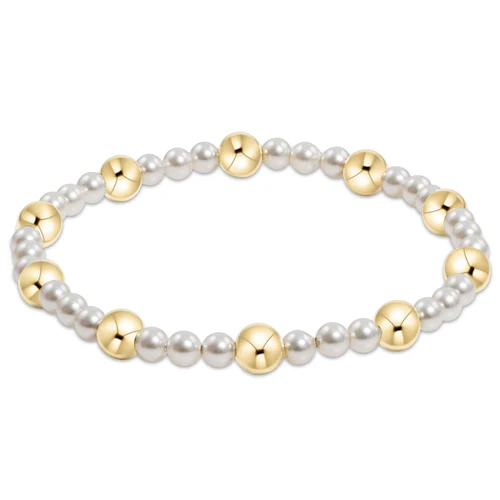 pearl sincerity pattern 4mm bead bracelet - 6mm gold