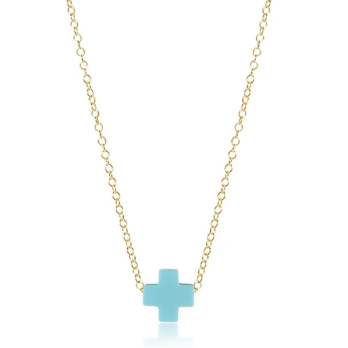 enewton - 16" Gold Chain Necklace with Turquoise Signature Cross