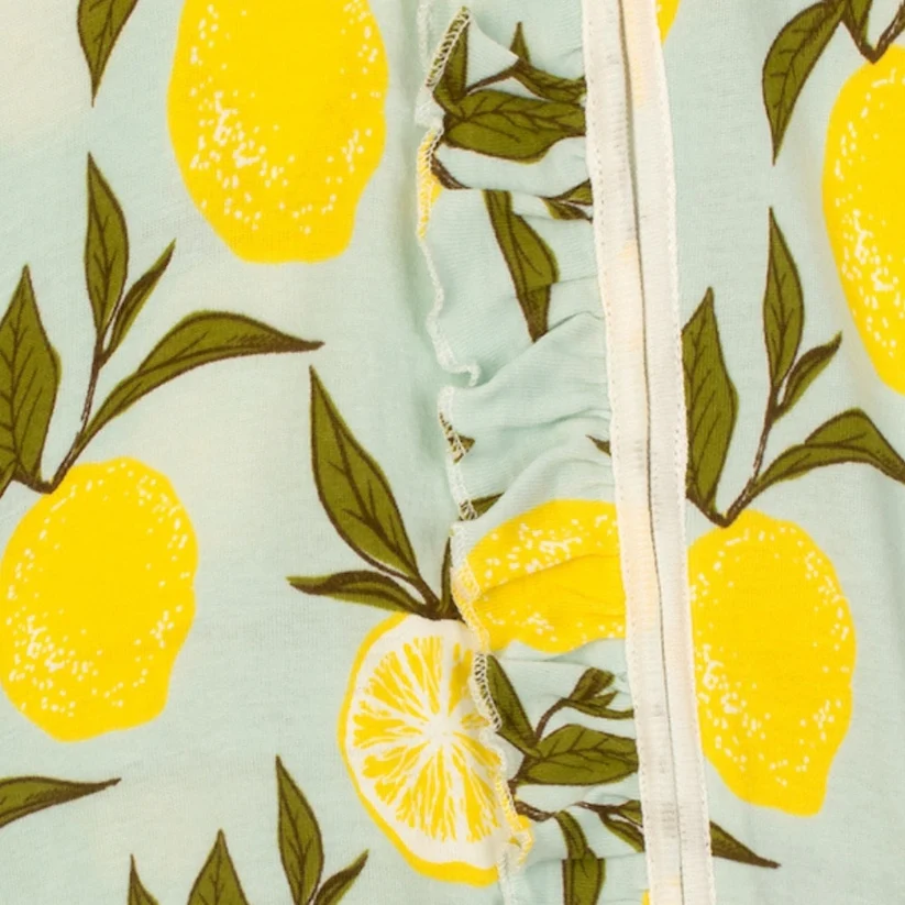 Lemon Organic Cotton Ruffle Zipper Footed Romper 3-6 months