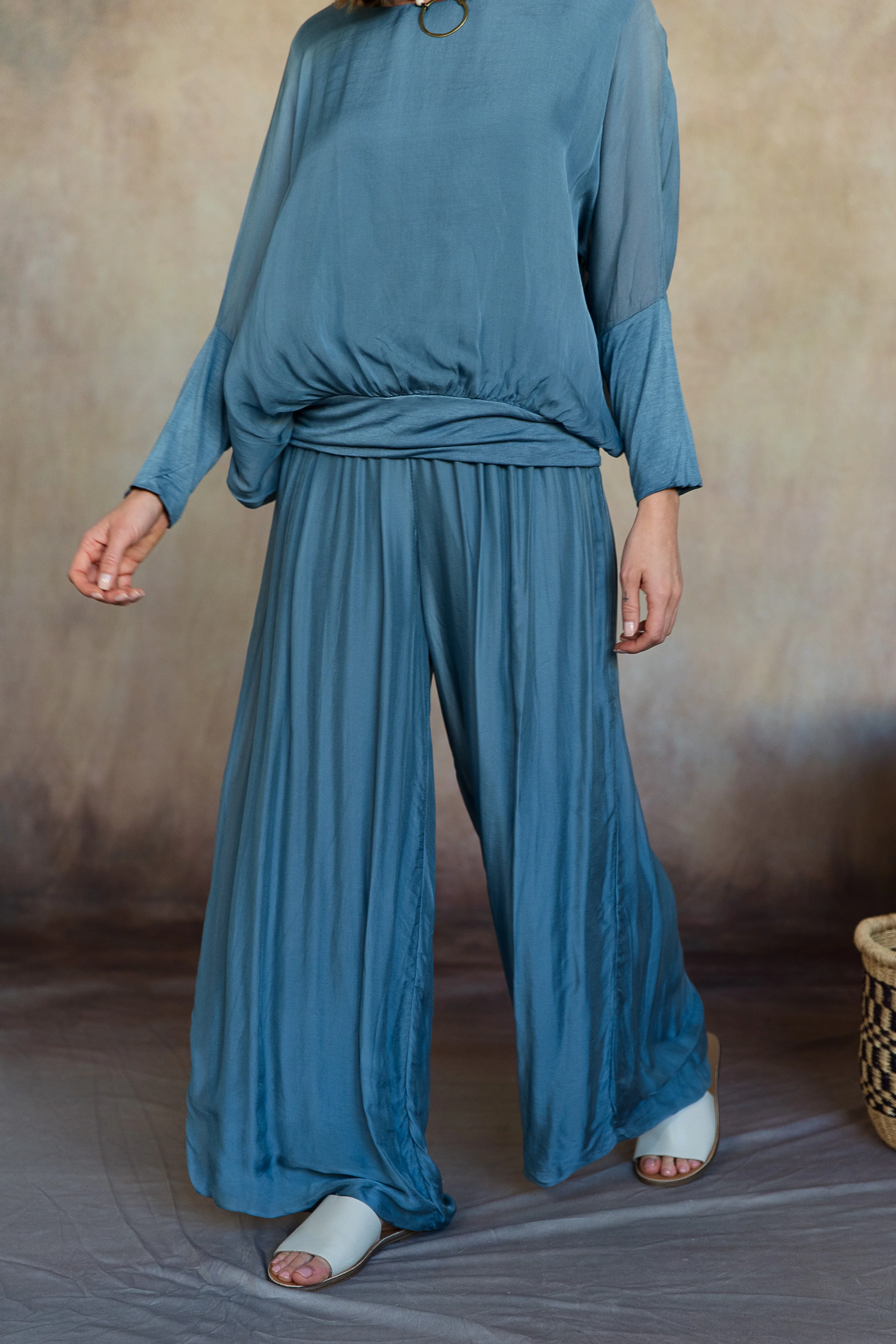 MADELYN SILK PANTS (AEGEAN BLUE)