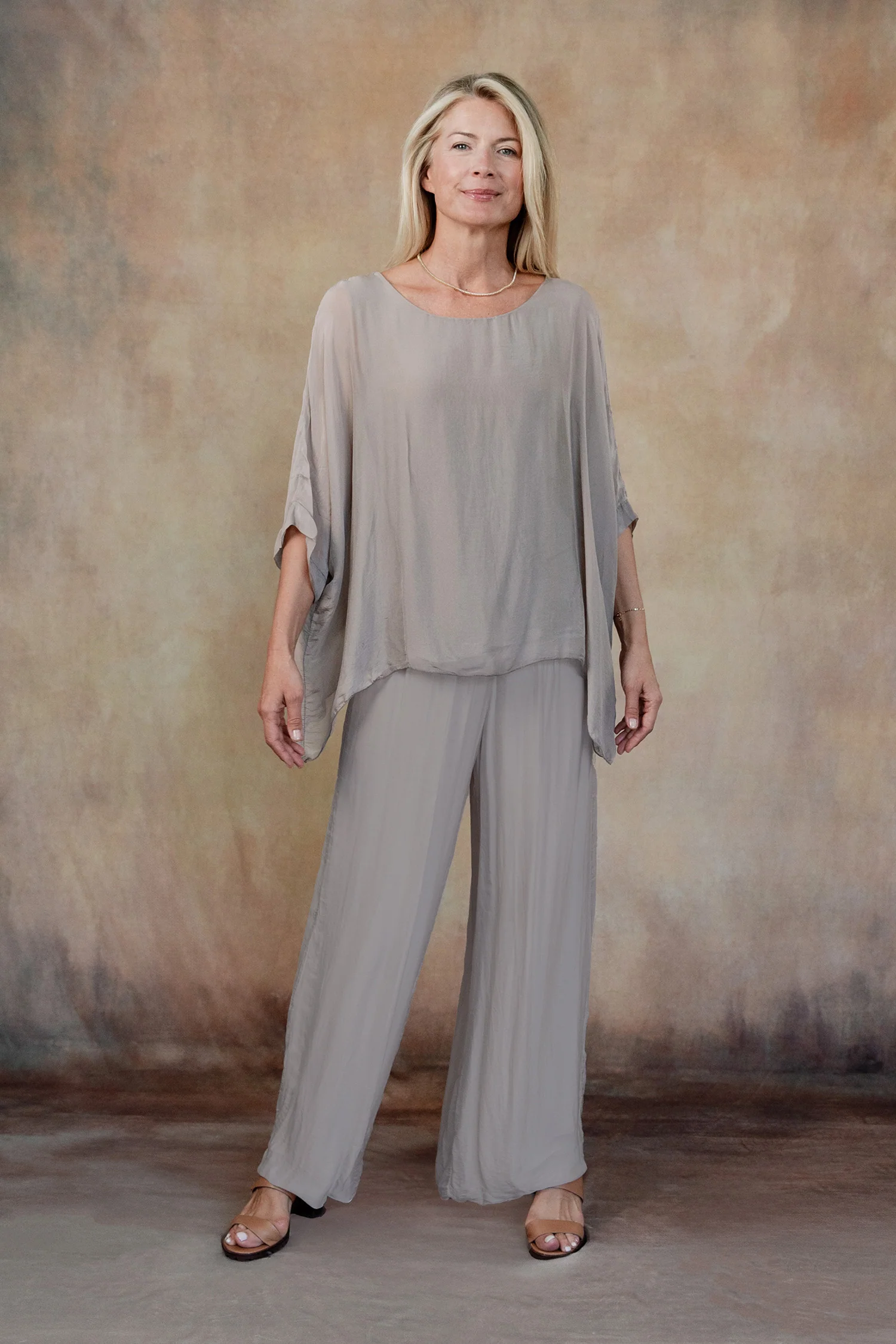 MARTINA SILK TOP (TAUPE)