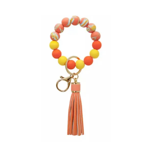 Tie Dye Silicone Bead Tassel Keychain