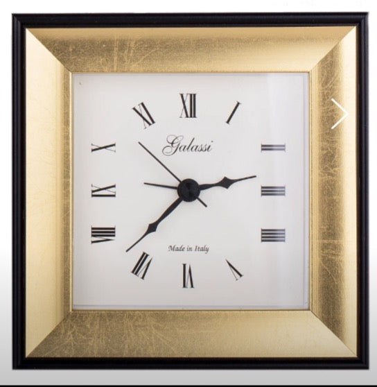 Marcelli Gold Scratched Frame Clock 4" x 4"
