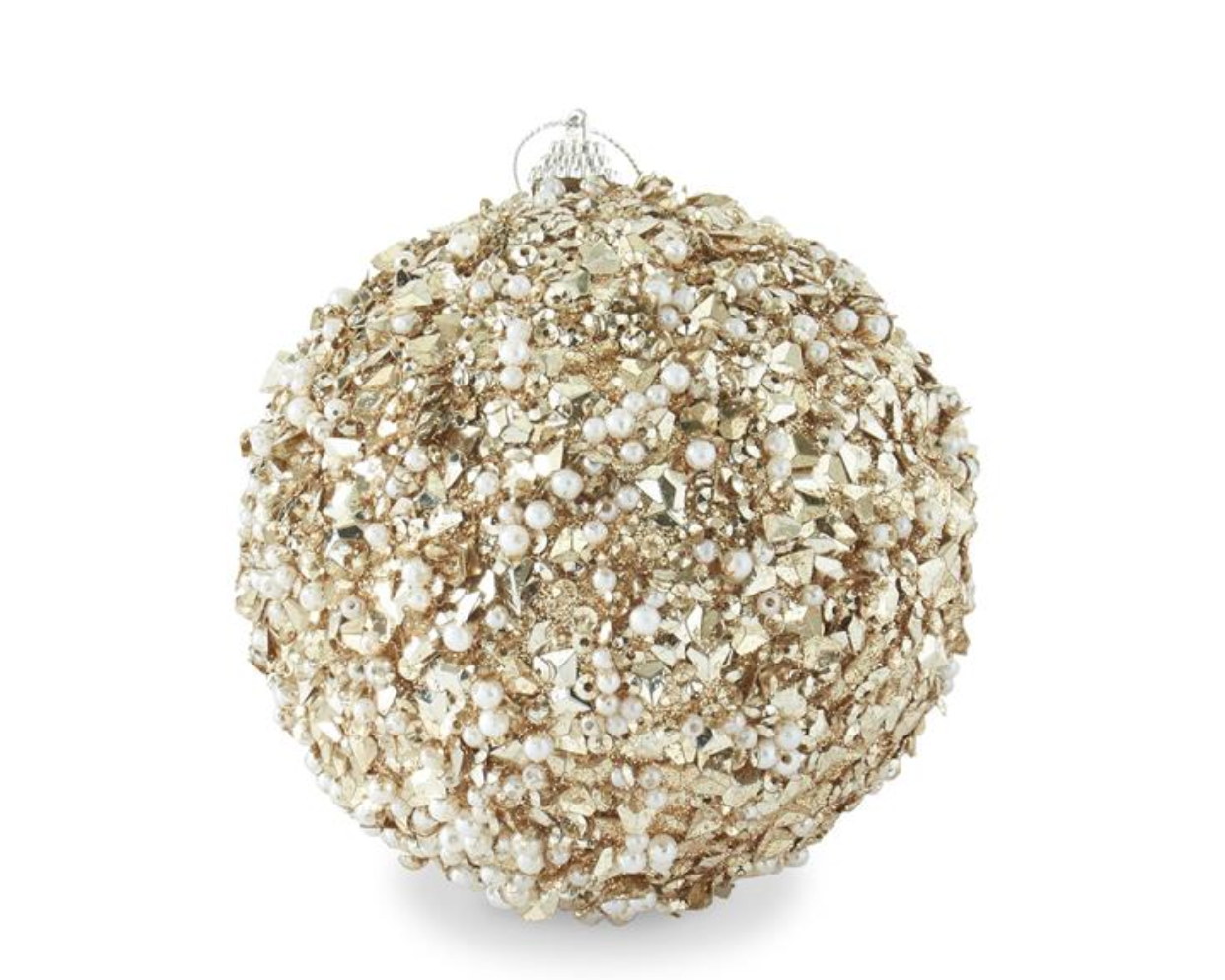 Champagne Sequins & Bead Embellished Shatterproof Ornament