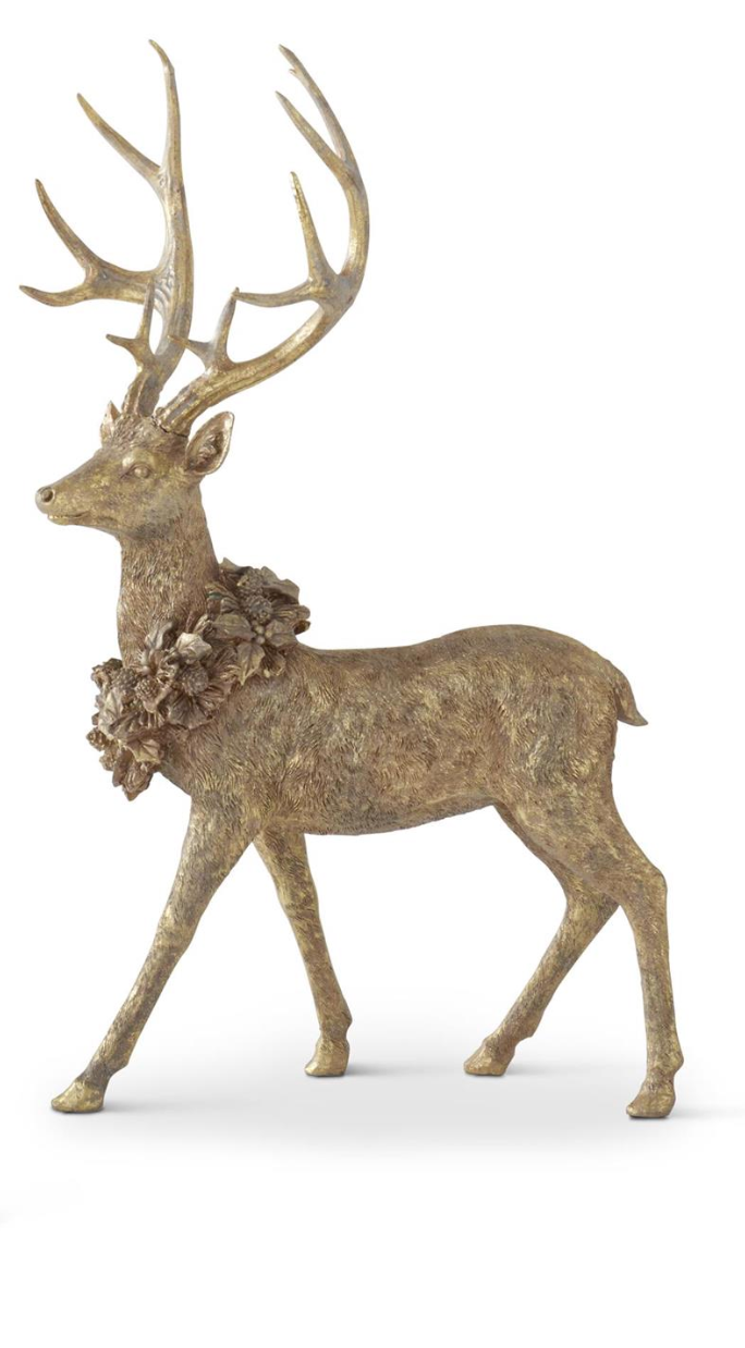 Standing Gold Resin Deer
