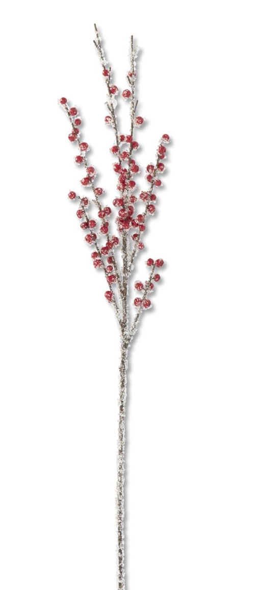 33" Iced Red Berry Stem