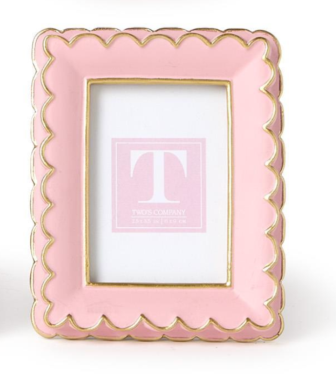 Rectangular Scalloped Mini Frame - Pink
