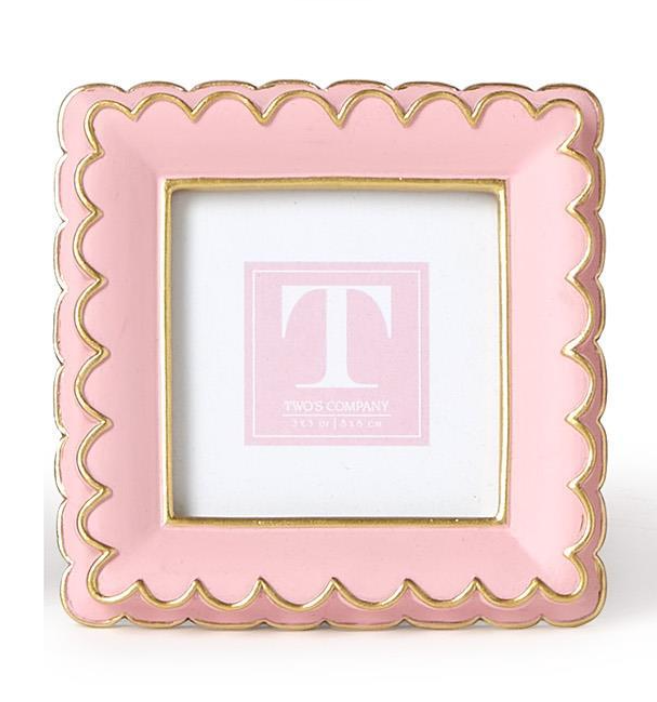 Square Scalloped Mini Frame - Pink