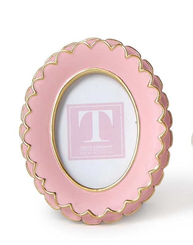 Scalloped Oval Mini Frame-Pink