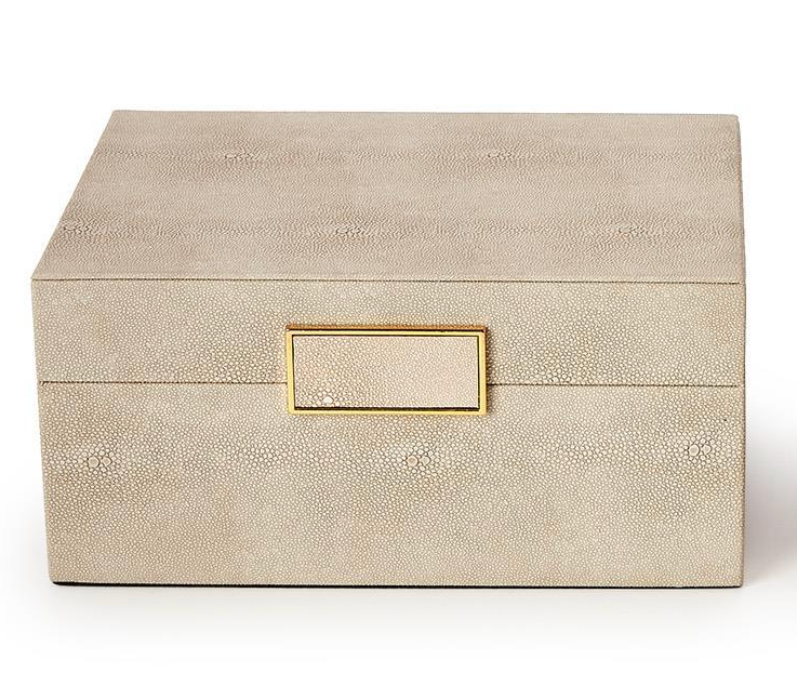 Cream Shagreen Decorative Box - Large