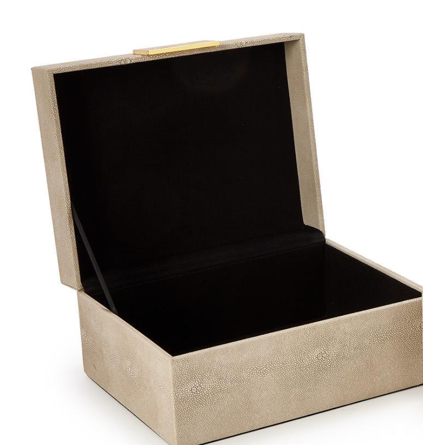 Cream Shagreen Decorative Box - Large