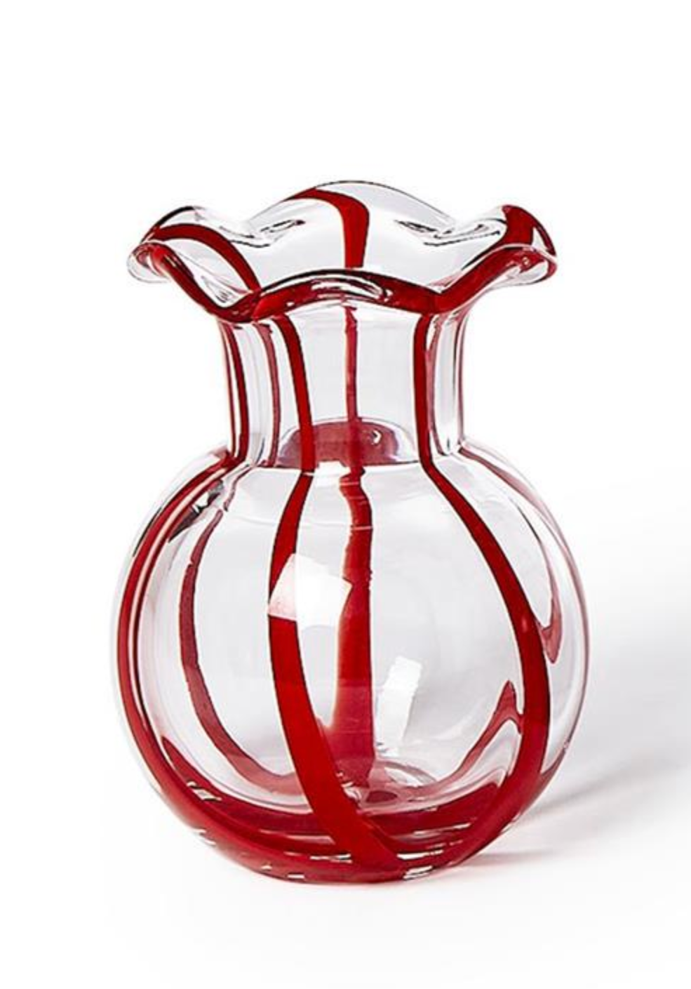 Red Stripe Ruffle Ribbon Vase