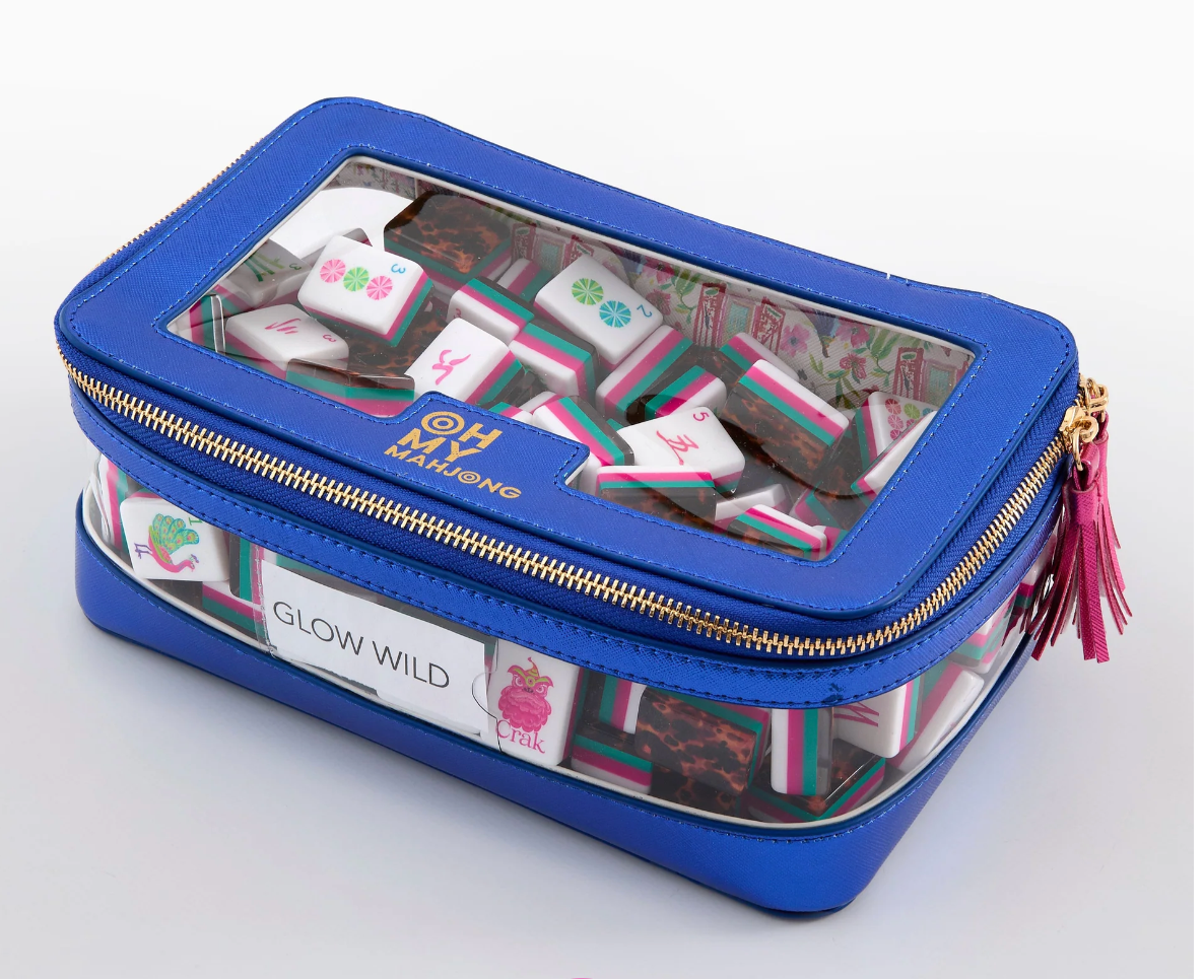 Metallic Blue Tile Storage Bag
