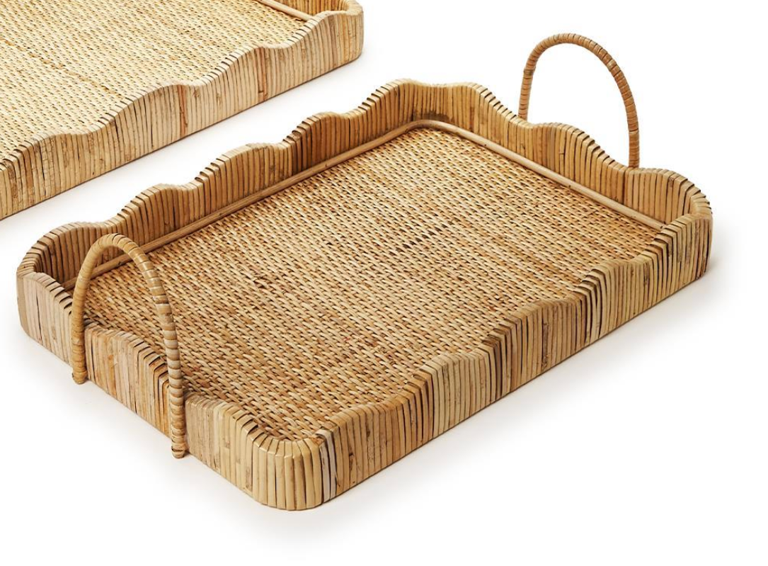 Scalloped Edge Trays with Handles - Small