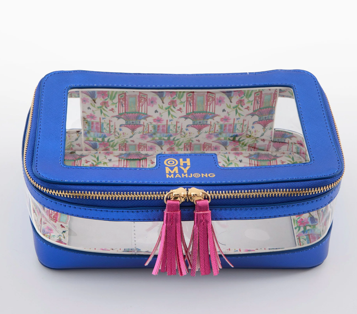 Metallic Blue Tile Storage Bag
