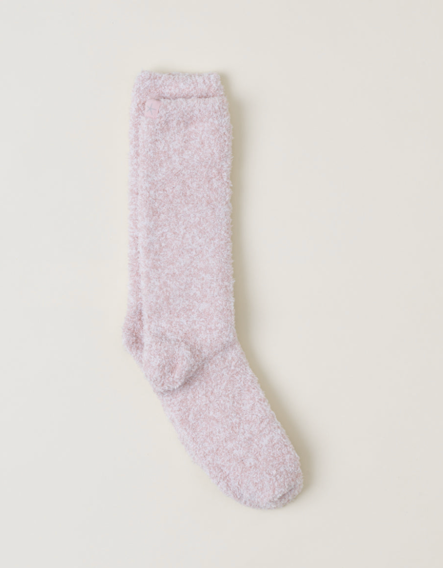 CozyChic Heathered Sock - Dusty Rose/White
