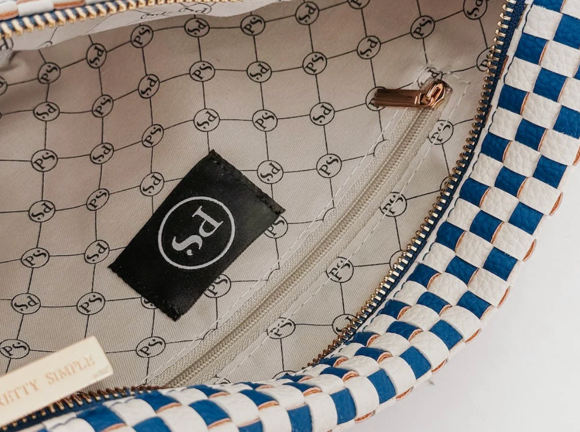 Westlyn Woven Checkered Bum Bag - Black/cream