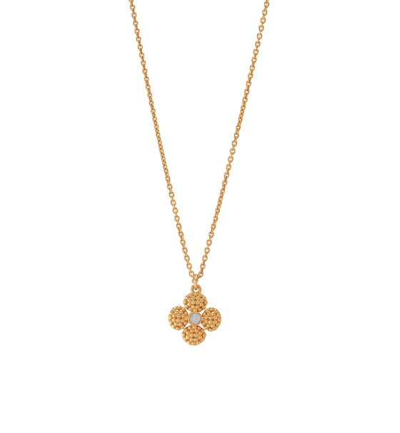 Berry Clover Double Sided Charm Necklace, Mother of Pearl