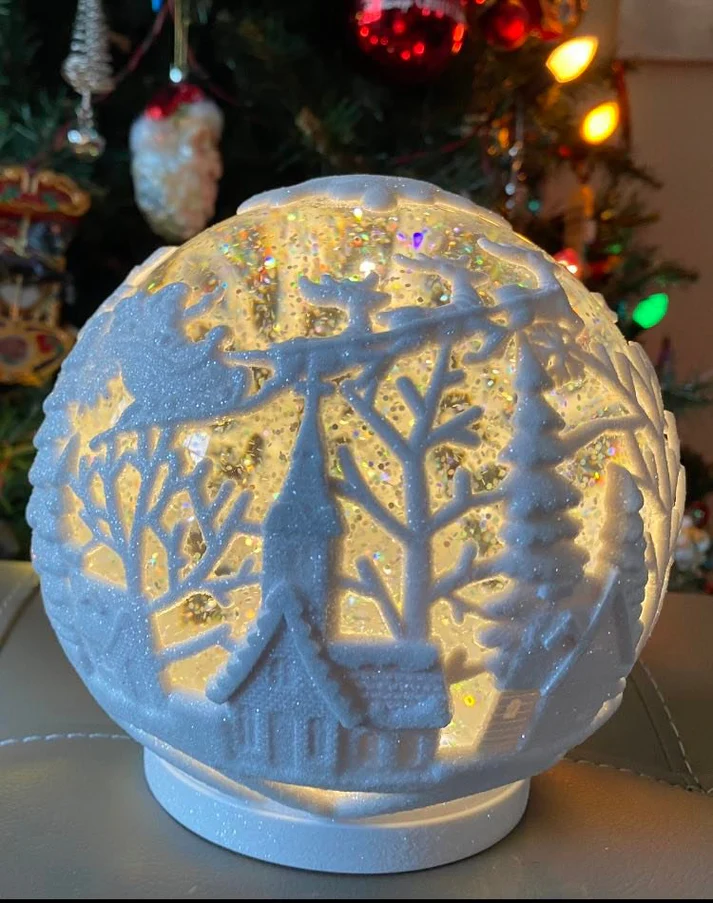 Town Scene Lighted Swirling Glitter Globe