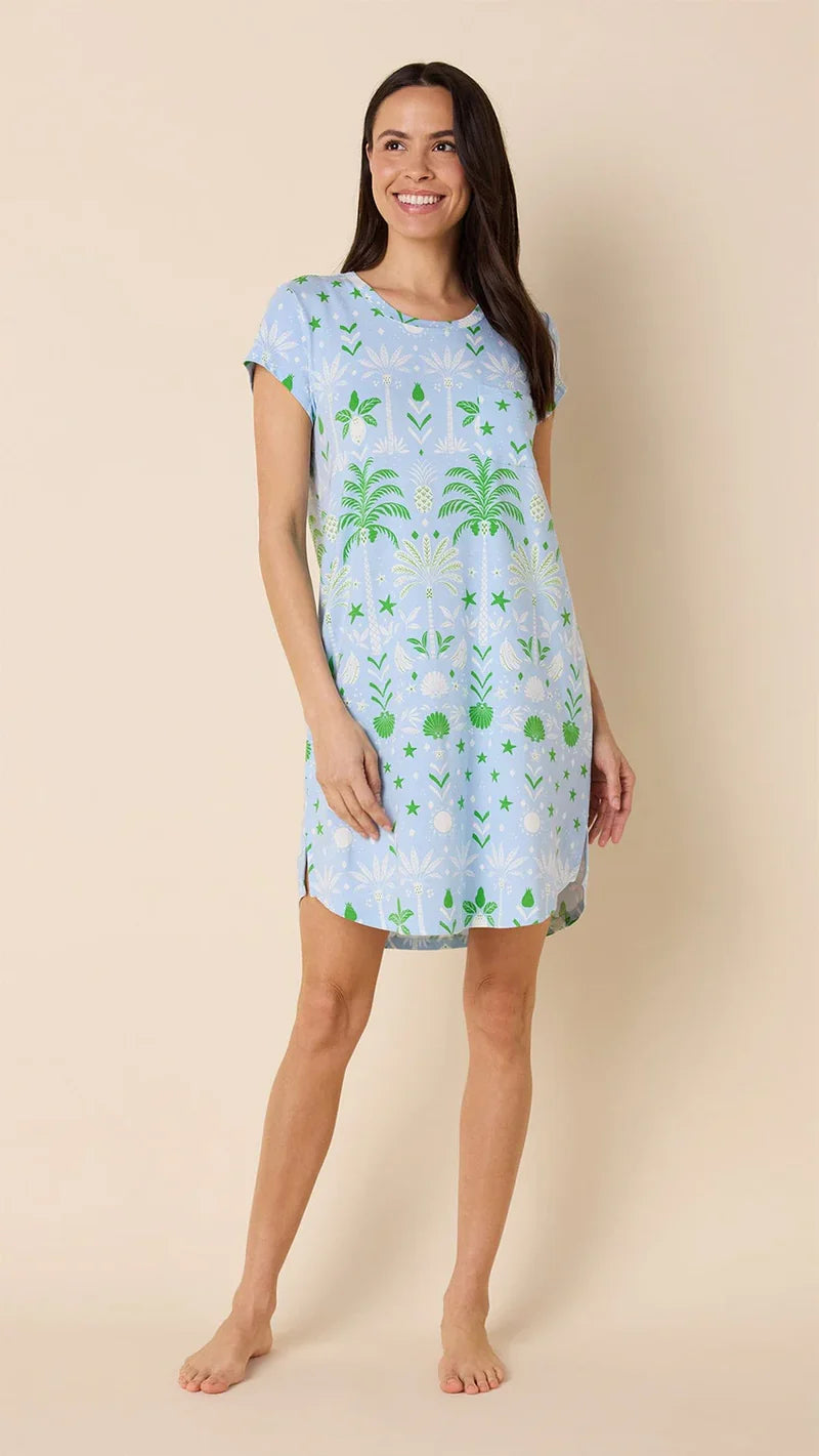 Pima Knit Short-Sleeved Pajama Sleep Shirt-Large