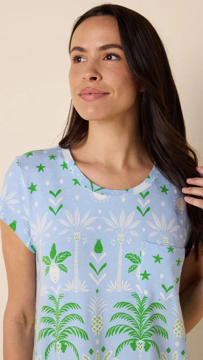 Pima Knit Short-Sleeved Pajama Sleep Shirt-Large