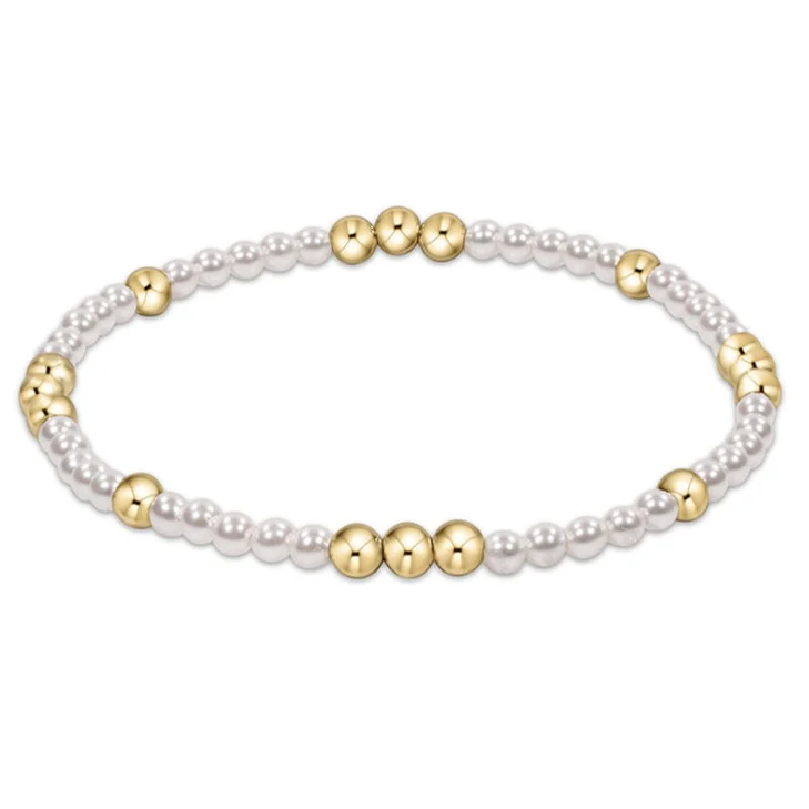 enewton - Worthy Pattern Bracelet with 3mm Gold Beads and Pearl Beads