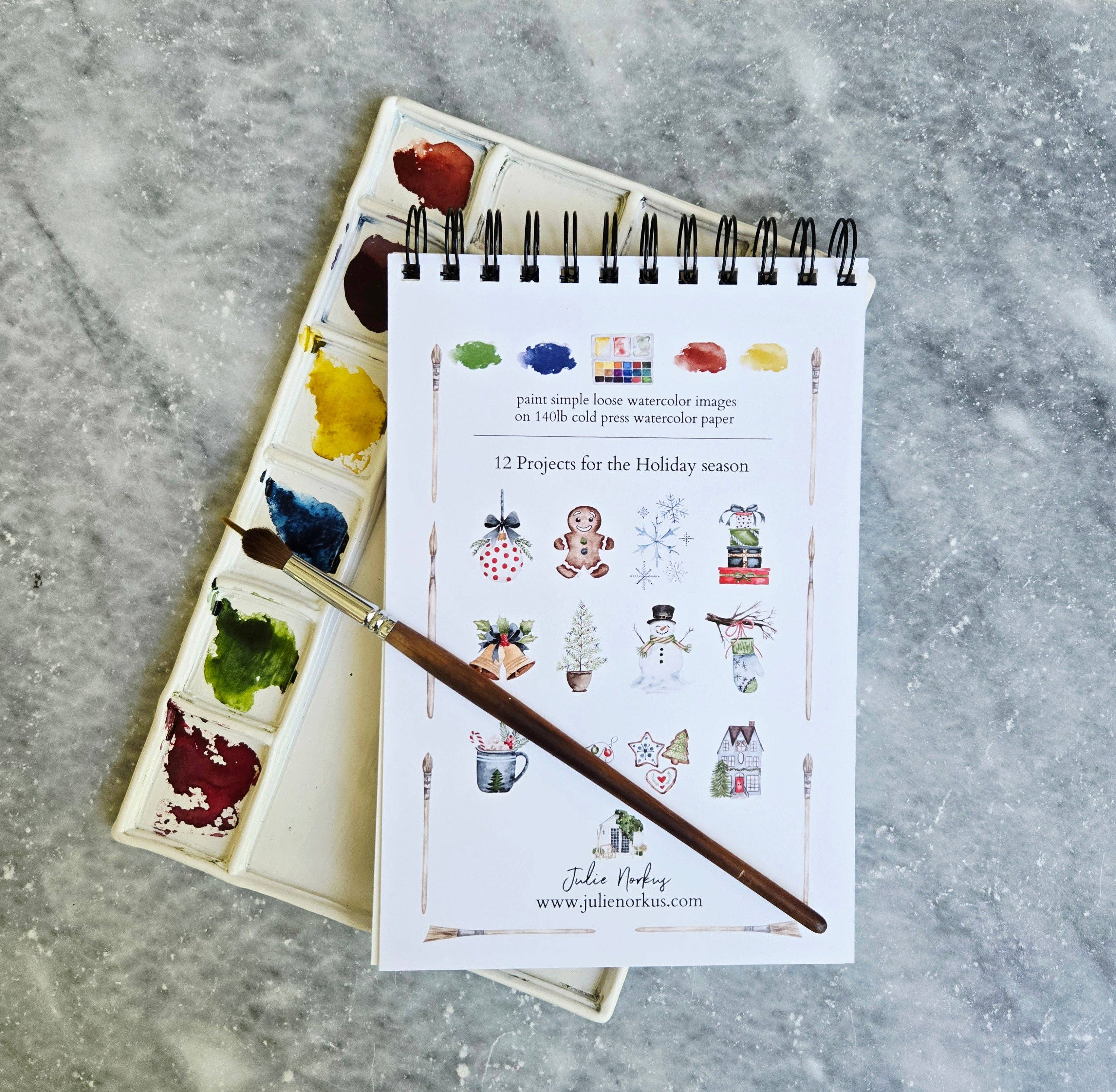 Watercolor Workbook, Spiral Bound, Christmas