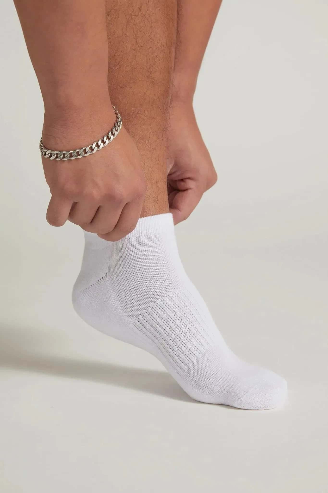 Men's Bamboo White Ankle Socks