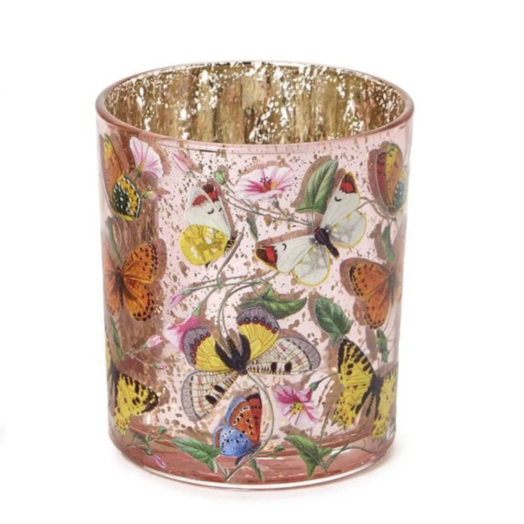 Butterfly Silhouette Antiqued Candleholder -Large