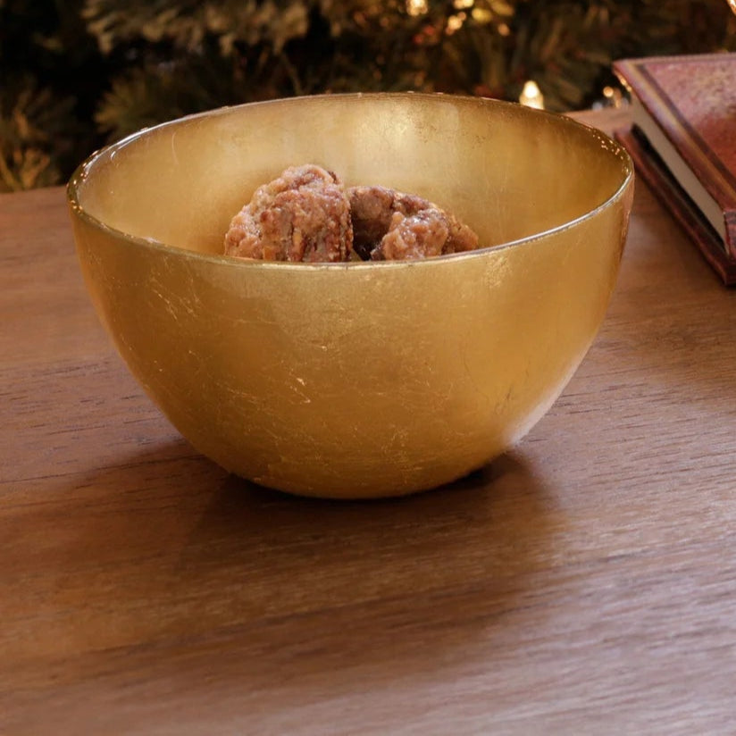 Glass New Orleans Round Foil Leafing Bowl -Small