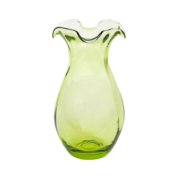 Hibiscus Glass Vertical Fluted Small Vase -Green
