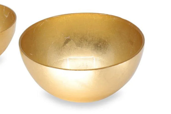 Glass New Orleans Round Foil Leafing Bowl -Large